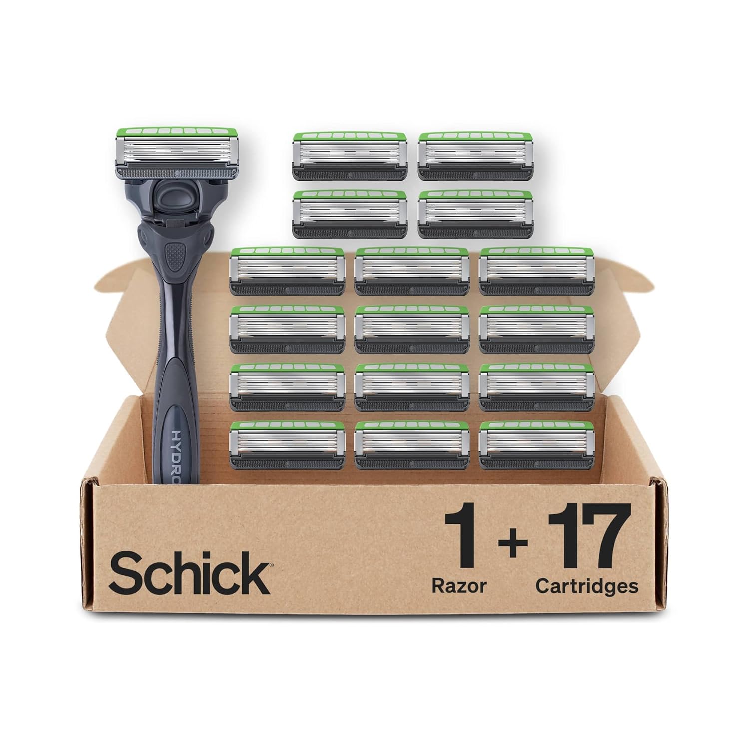 Schick Hydro Sensitive Razors for Men | 5-Blade Mens Razors for Shaving, 1 Mens Razor Handle with 17 Razor Blades Refills