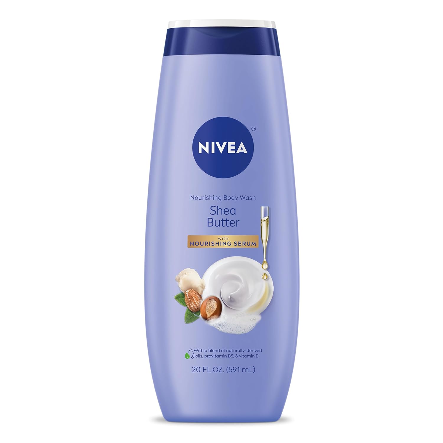 NIVEA Nourishing Shea Butter Body Wash with Nourishing Serum, Moisturizing Body Wash for Women, Enriched Provitamin B5 and Vitamin E, 20 Fl Oz