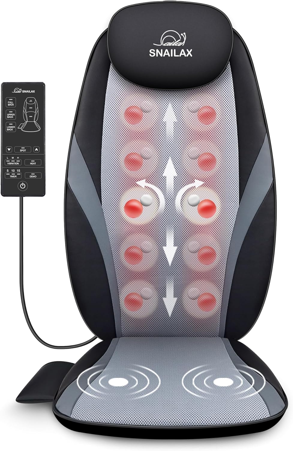 Snailax 2026 Upgraded Shiatsu Roller Back Massager with Heat Massage Chair Pad Kneading Back Massager for Pain Relief Deep Tissue Chair Massage Pad for Office Home Gift Fathers
