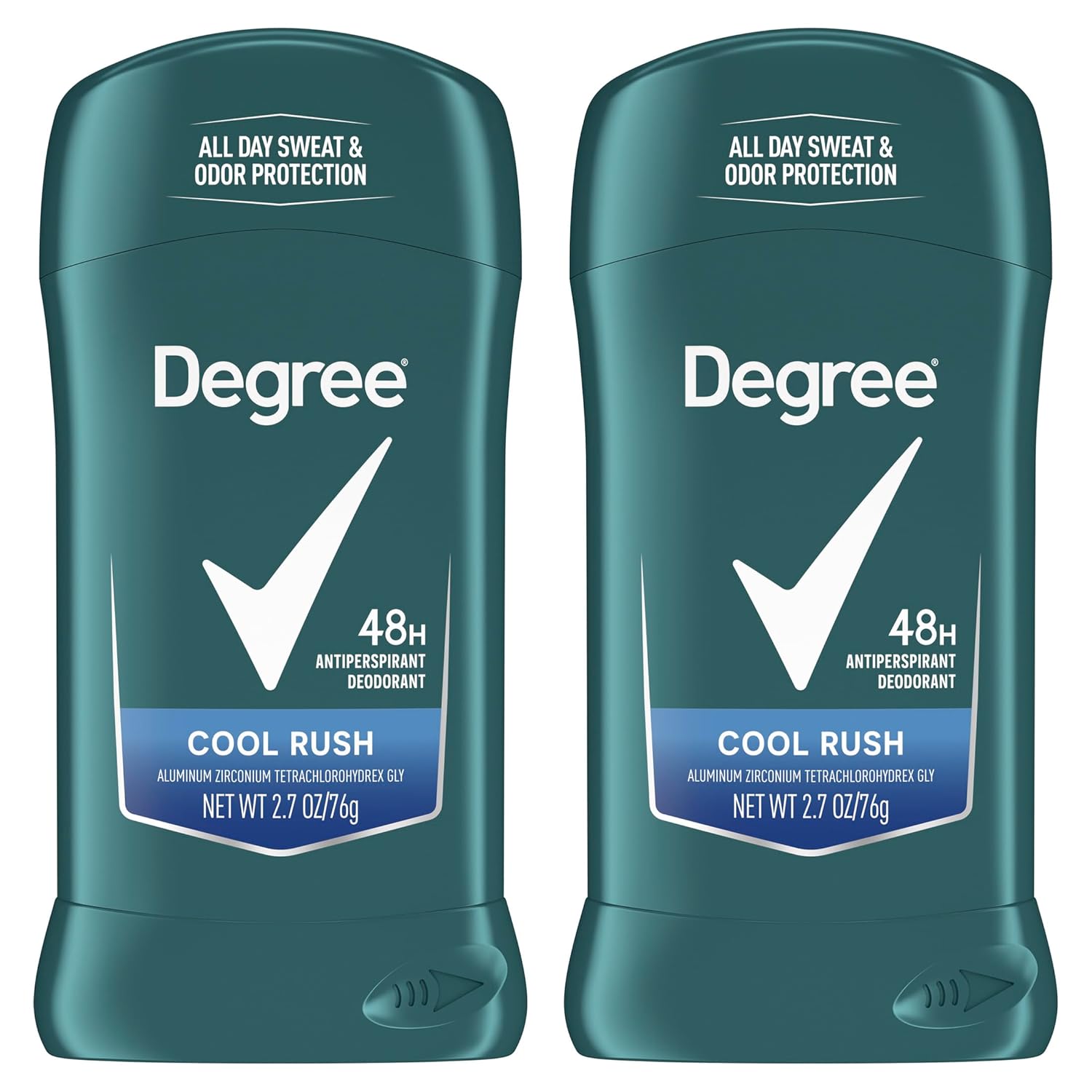 Degree Men Original Antiperspirant Deodorant Cool Rush Twin Pack 48-Hour Sweat & Odor Protection Antiperspirant for Men 2.7 oz