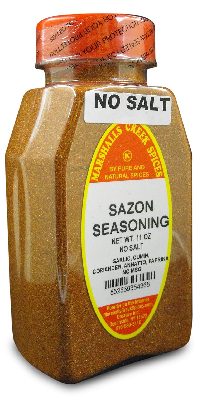 Marshalls Creek Spices Sazon Seasoning No Salt with Annatto - Sodium Free Sazon Spice Blend for Chicken, Rice, Beans & Pork, MSG Free, Kosher, 11 oz Bulk Jar : Grocery & Gourmet Food