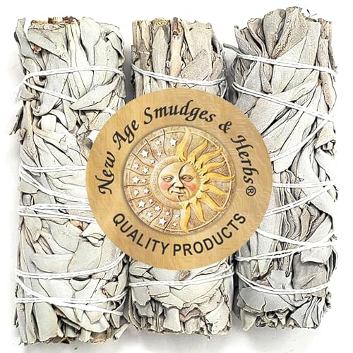 (Pack of 3)-New Age Smudges & Herbs -Premium California White Sage Incense 4 Inches Long. Home Cleansing Incense,Fragrance,Meditation,Smudging Rituals.California Smudge Sticks Rituals -4 Inch : Home & Kitchen
