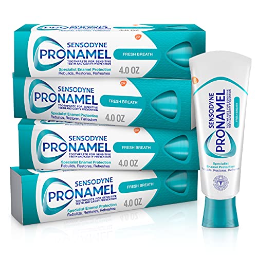 Sensodyne Pronamel Fresh Breath Enamel Toothpaste for Sensitive Teeth and Cavity Protection, Fresh Wave - 4 oz (4 Pack) : Health & Household