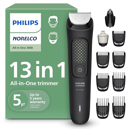 Norelco Philips All-in-One 3000 Series 13 in 1 Trimmer for Men, Beard Trimmer & Head Hair Clipper, Full Metal Self-Sharpening Blades & 8 Length Settings, MG3939/50 : Beauty & Personal Care