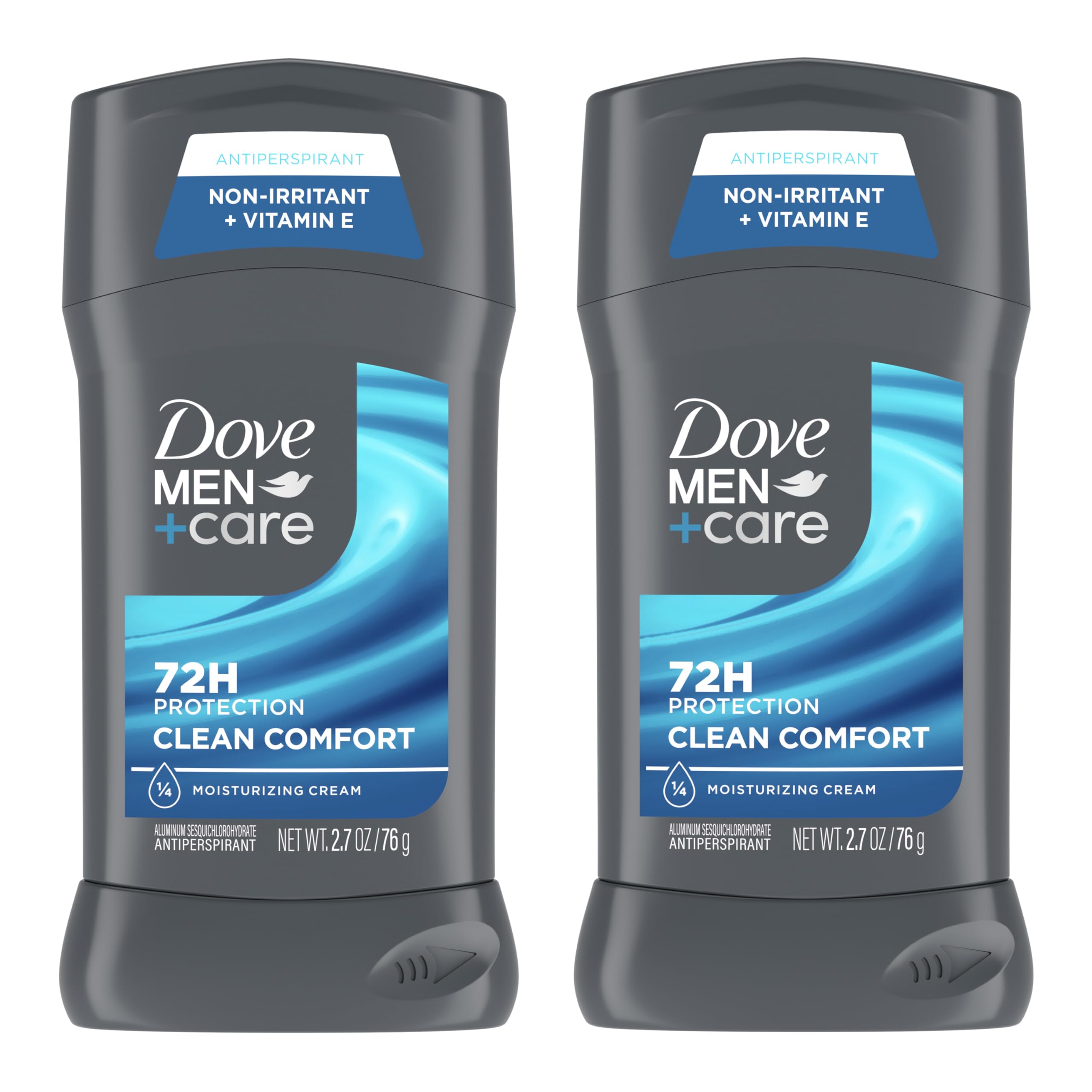 DOVE MEN + CARE Antiperspirant Deodorant Stick Clean Comfort Twin Pack 72-Hour Sweat & Odor Protection Antiperspirant for Men With 1/4 Moisturizing Cream 2.7 oz : Beauty & Personal Care