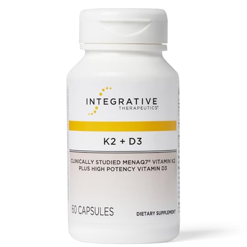 Integrative Therapeutics K2 + D3 - Supplement for Heart Health & Bone Strength* - Daily Vitamins for Calcium Absorption - Supports Vitality - Gluten-Free - Third-Party Tested - 60 Count (60 Servings) : Health & Household