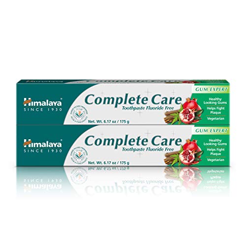 Himalaya Complete Care Toothpaste, Fights Plaque, Freshens Breath, Fluoride Free, Plant-Based, with Neem, Pomegranate, No Artificial Flavors, SLS-Free, Cruelty Free, Mint Flavor, 6.17 Oz, 2 Pack : Health & Household