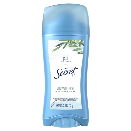 Secret Antiperspirant and Deodorant for Women, Invisible Solid Deodorant, 24 Hour Sweat and Odor Protection, pH Balanced, Gentle on Skin, Deodorant Stick for Women, Shower Fresh Scent, 2.6 oz : Beauty & Personal Care