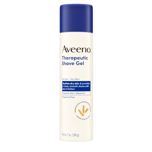 Aveeno Therapeutic Shave Gel for Women & Men, Sensitive Skin Shaving Cream with Prebiotic Oat & Vitamin E, Helps Prevent Razor Bumps & Skin Irritation, Soothes Dry Skin, Fragrance-Free, 7 Oz : Beauty & Personal Care