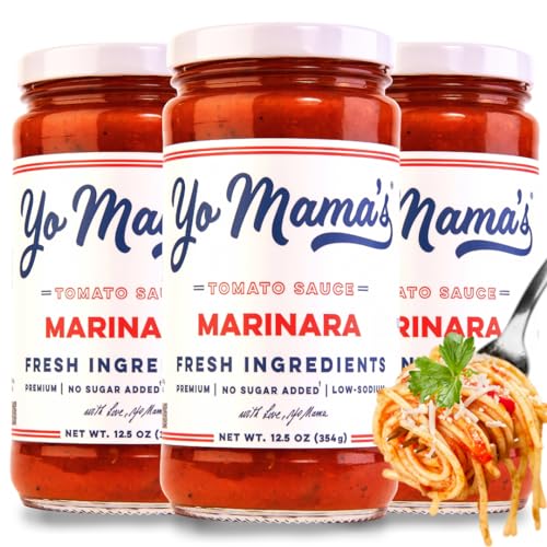 Yo Mama's Foods Keto Marinara Pasta Sauce - (3) 12.5 Ounce Jars - No Sugar Added, Low Carb, Low Sodium, Gluten Free, Paleo Friendly, and Made with Fresh, Non-GMO Tomatoes : Grocery & Gourmet Food