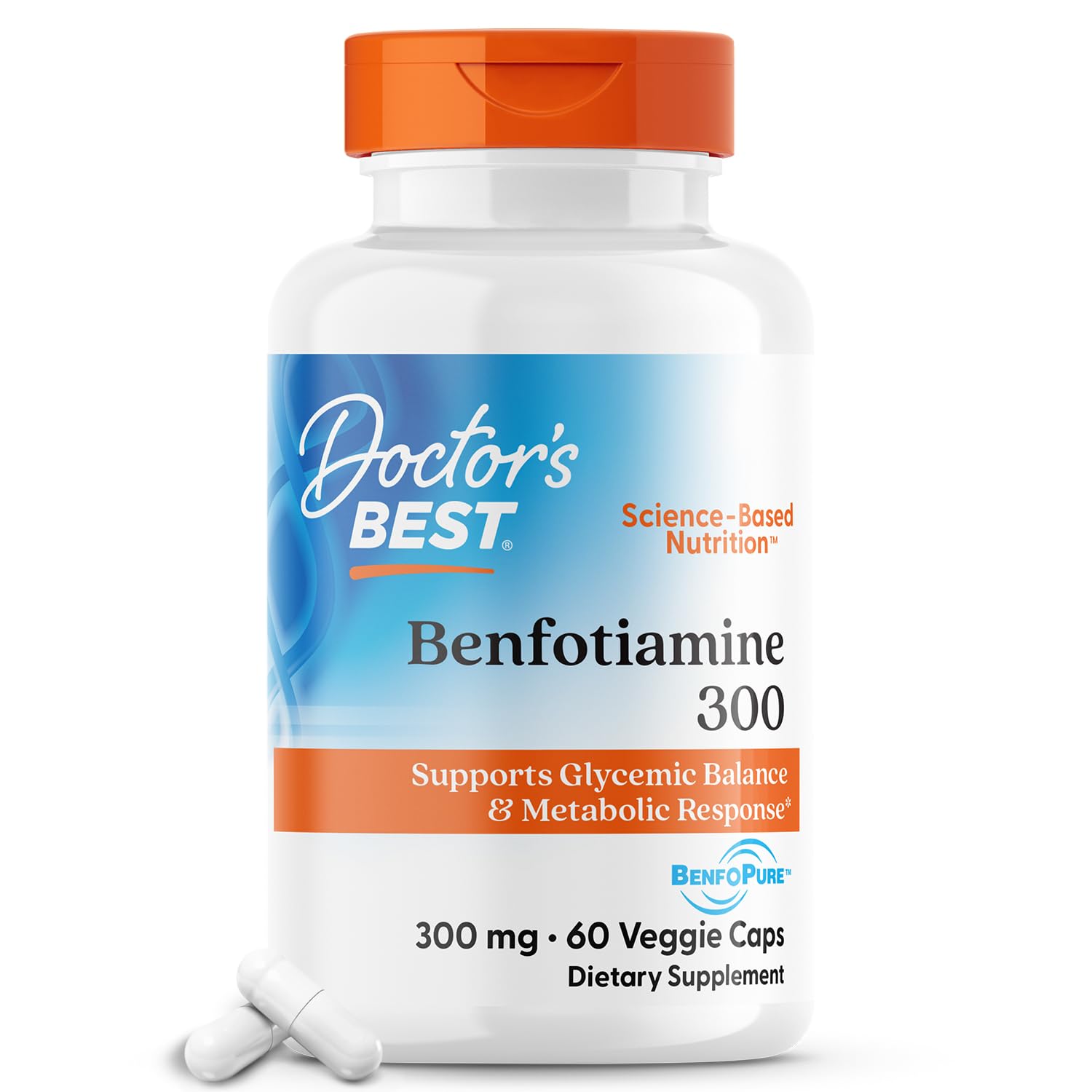 Doctor's Best Benfotiamine 300 with BenfoPure, Helps Maintain Healthy Glucose Metabolism, Non-GMO, Vegan, Gluten Free, Soy Free, 300 mg, 60 Veggie Caps : Health & Household