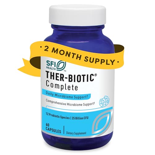 Klaire Labs SFI Health Ther-Biotic Complete, 60 Count | 12 Strain Probiotic Capsules for Digestive and Immune Support, 25 Billion CFU Gut Health Supplement, Hypoallergenic Formula : Health & Household